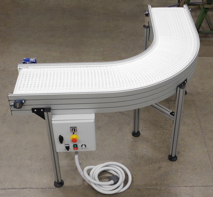 Trasportatore a maglia plastica - curva a 90°